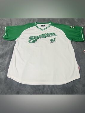 Stitches White Jersey with Green Trim